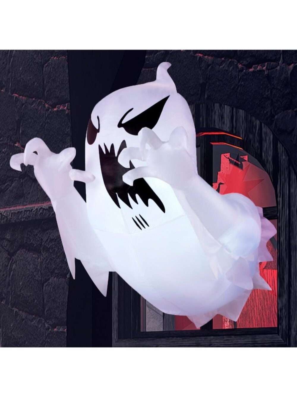 🎃4.5 FT Halloween Inflatable Scary Flying Ghost Broke Out from Window Yard Deco